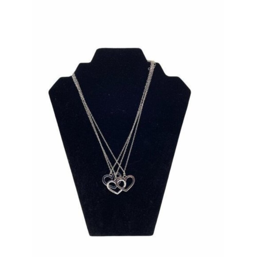 Classic Hearts Friendship‎ Necklace Set 3Pcs Silver Tone Alloy
